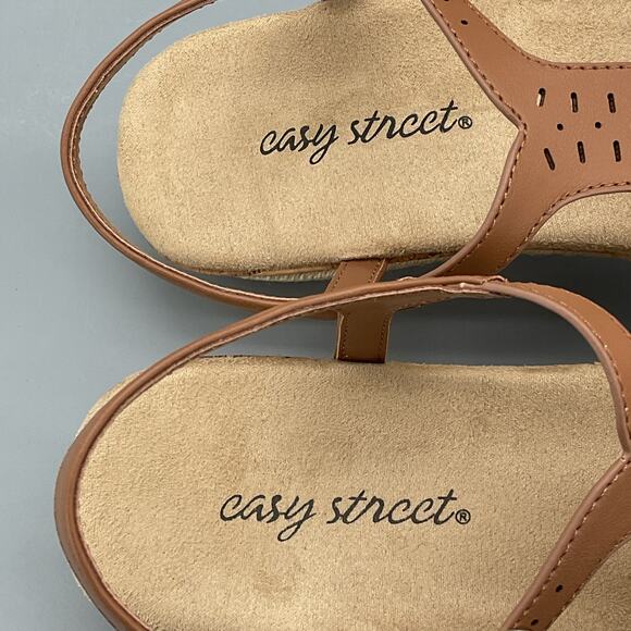NEW Easy Street Women’s Dorinda Wedge Sandals Tan Size 8.5M - Picture 6 of 10